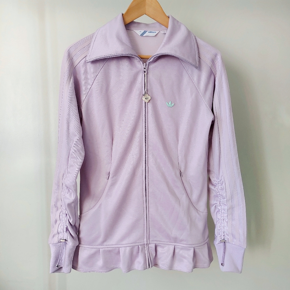 Adidas Ruffle Lilac Track Jacket Full Zip Size Small
